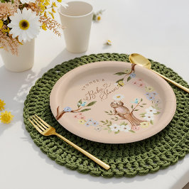 Plato De Papel Cute Floral Woodland Knitus Bear Baby Shower