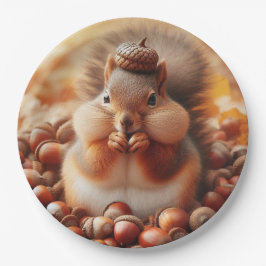 Plato De Papel Cute Fluffy Squirrel