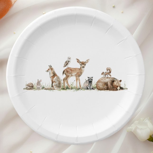 Plato De Papel Cute Forest Woodland Animals Baby Shower (Subido por el creador)