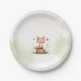 Plato De Papel Cute fox baby shower 