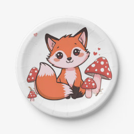 Plato De Papel Cute Fox Woodland Animal Party Design 