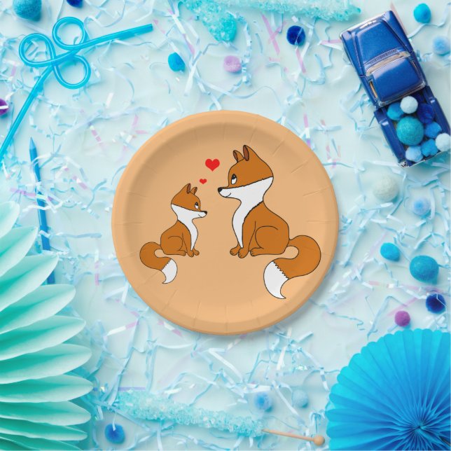 Plato De Papel Cute foxes (Fiesta)