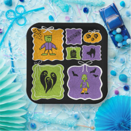 Plato De Papel Cute Frankenstein Coquette Halloween 