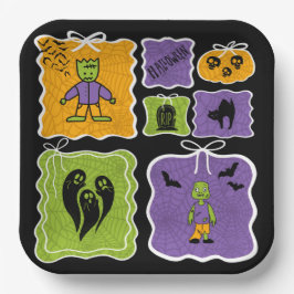 Plato De Papel Cute Frankenstein Coquette Halloween
