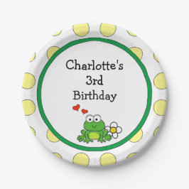Plato De Papel Cute Frog Birday Party Placa de papel
