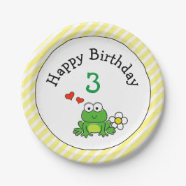 Plato De Papel Cute Frog Birday Party Placa de papel