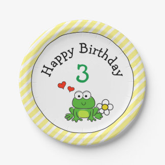 Plato De Papel Cute Frog Birday Party Placa de papel