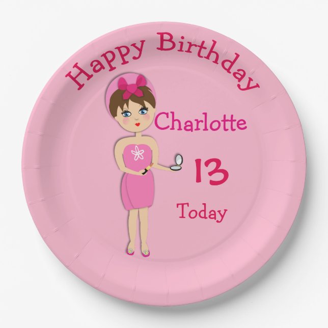 Plato De Papel Cute Fun Girly Pamper Spa Fiesta Tema Para Chicas (Anverso)