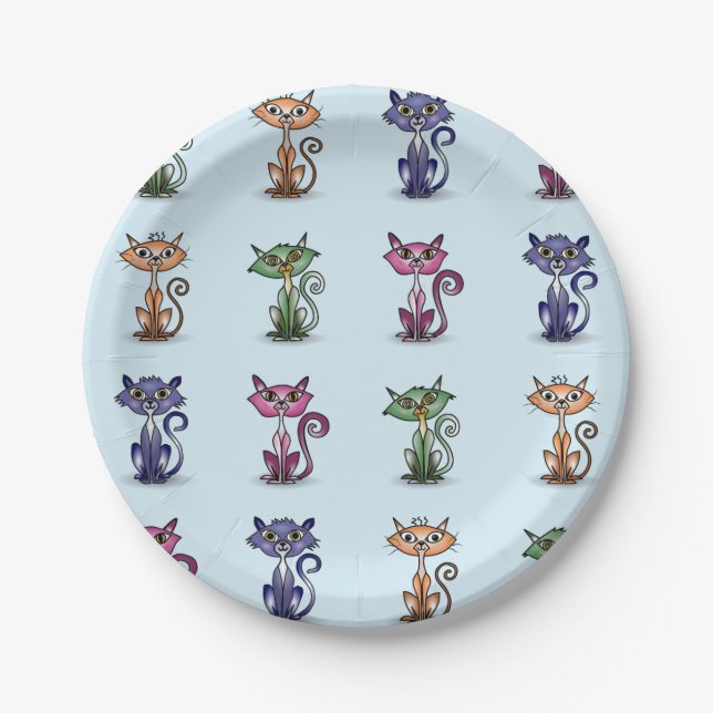 Plato De Papel Cute Funny Cat Paper Plate (Anverso)