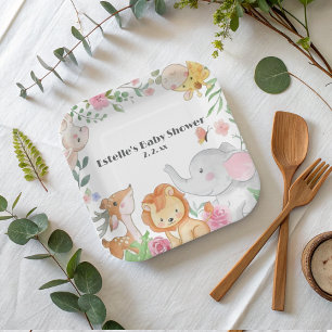 Plato De Papel Cute Funny Woodland Animals Baby Shower