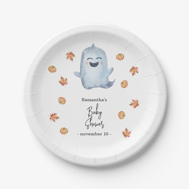 Plato De Papel Cute ghost - baby shower (Anverso)