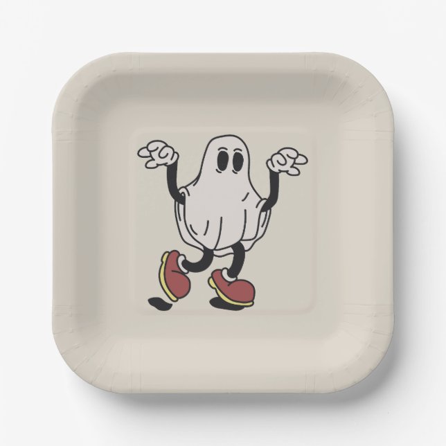 Plato De Papel Cute ghost enjoying (Anverso)
