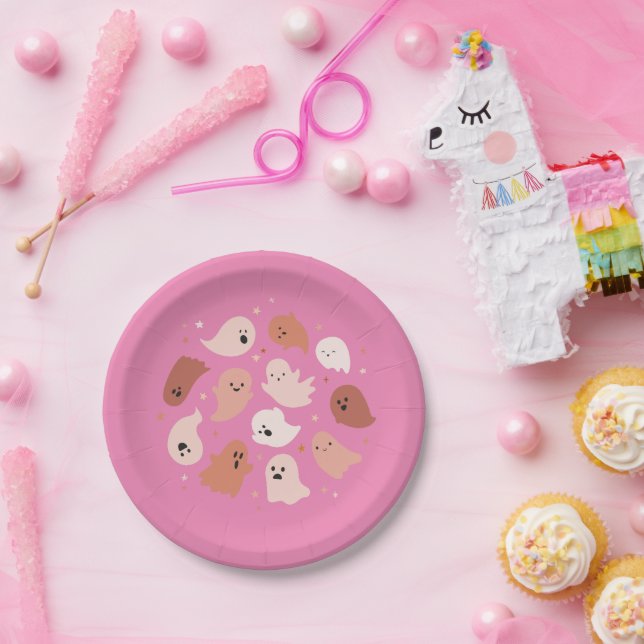 Plato De Papel Cute Ghost Halloween (Fiesta)