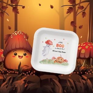 Plato De Papel Cute Ghost Mushroom Halloween Fall Baby Shower
