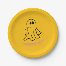 Plato De Papel Cute ghost on skateboard