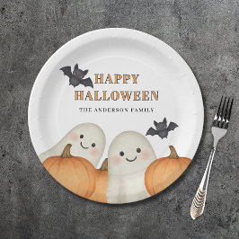 Plato De Papel Cute Ghost Pumpkin Personalized Halloween Party 