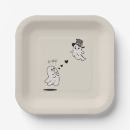 Plato De Papel Cute ghosts couple talking