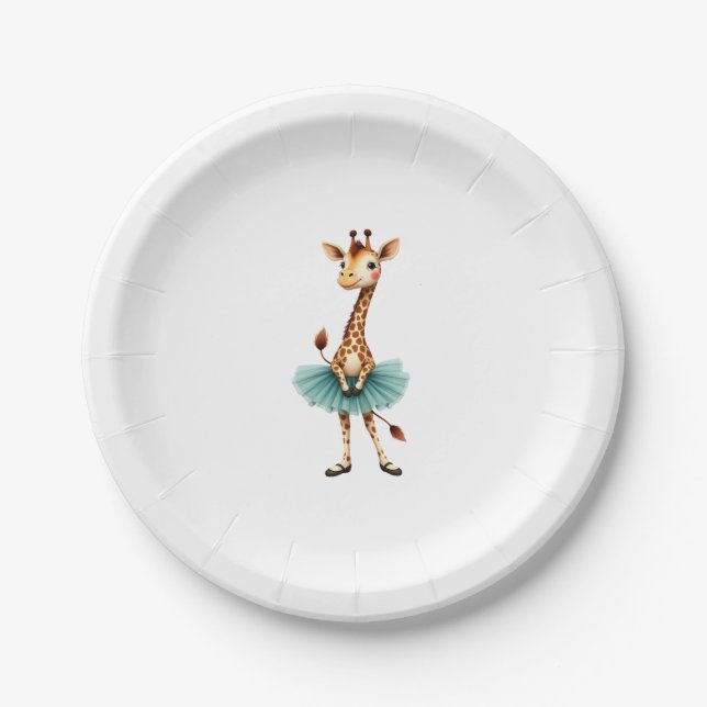 Plato De Papel Cute giraffe in a tutu dancing as a ballerina, gif (Anverso)