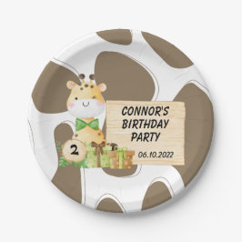 Plato De Papel Cute Giraffe Para Los Pequeños