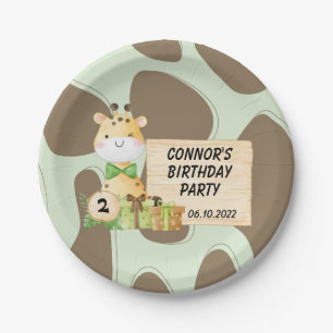 Plato De Papel Cute Giraffe Para Los Pequeños