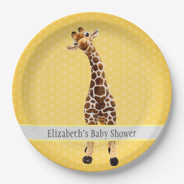 Plato De Papel Cute Giraffe Safari Animal Jungle Baby Shower (Anverso)