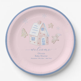 Plato De Papel Cute Girl Gingerbread Village Baby Shower Welcome