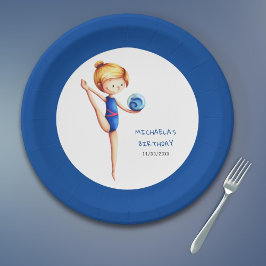 Plato De Papel Cute Girl Rhythmic Gymnastics Birthday Party