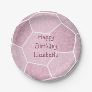 Plato De Papel cute girly dusty pink soccer birthday party