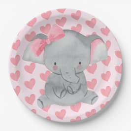 Plato De Papel Cute Girly Elephant Pink Bow Birthday Party 