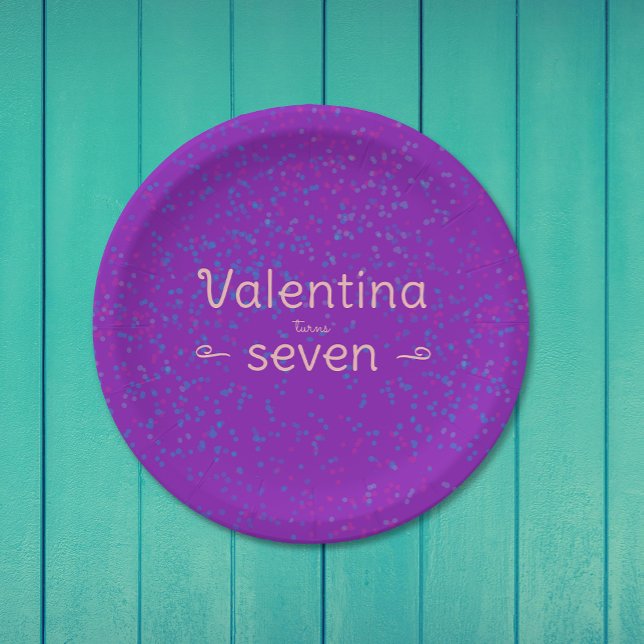Plato De Papel Cute Girly Purple Paper Confetti Placa (Subido por el creador)
