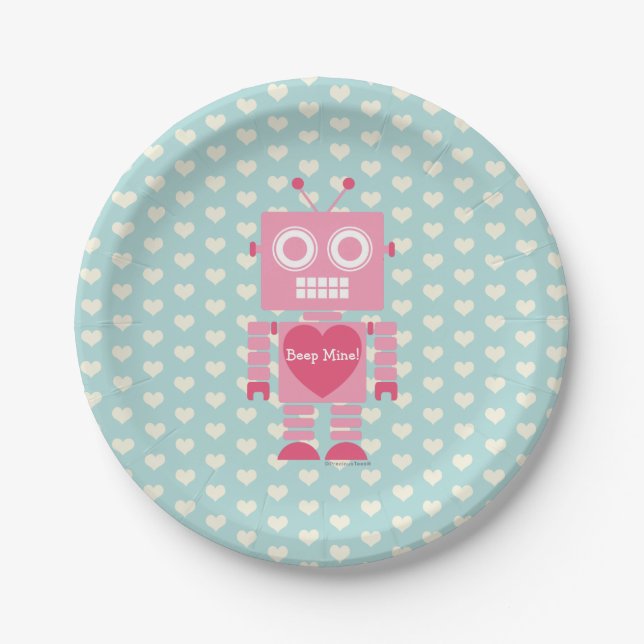 Plato De Papel Cute Girly Robot (Anverso)