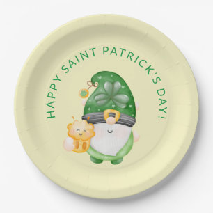 Plato De Papel Cute Gnome Feliz Día de Saint Patricks Fiesta