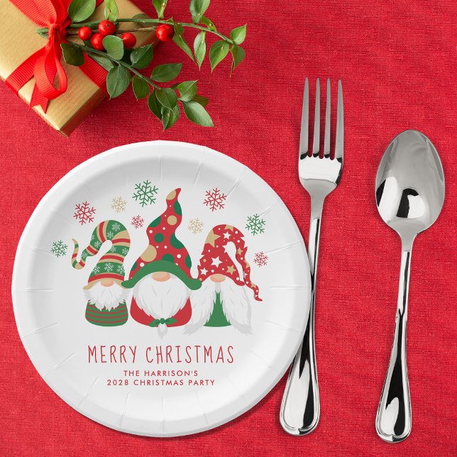 Plato De Papel Cute Gnomes Merry Christmas Fiesta (Subido por el creador)