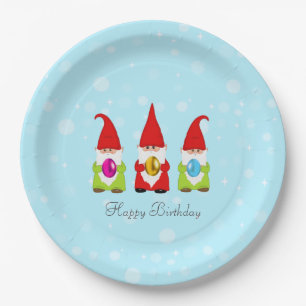 Plato De Papel Cute Gnomes y huevos de Pascua multicolores Cumple