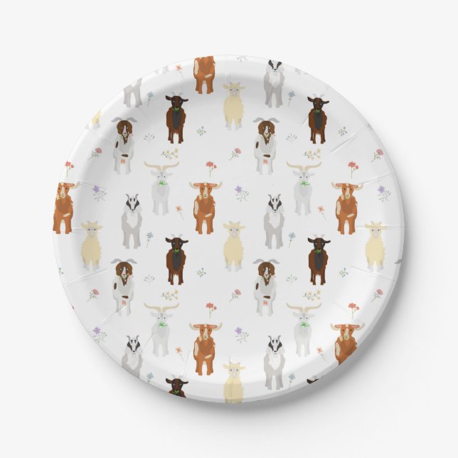 Plato De Papel Cute Goats Farm Animals (Anverso)
