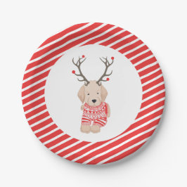 Plato De Papel Cute Golden Retriever  Jersey de Navidad Astas