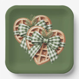 PLATO DE PAPEL CUTE GREEN HOLIDAY CHRISTMAS PLAID THEME