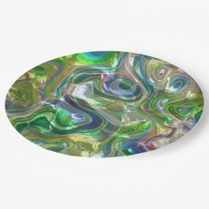 Plato De Papel Cute Greeneration Blue Abstract Marble Pattern