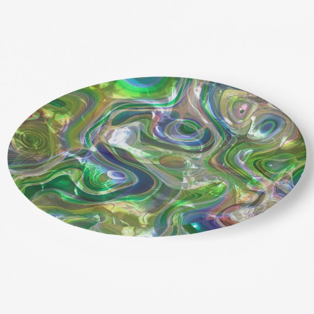 Plato De Papel Cute Greeneration Blue Abstract Marble Pattern (Angular)