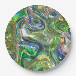 Plato De Papel Cute Greeneration Blue Abstract Marble Pattern