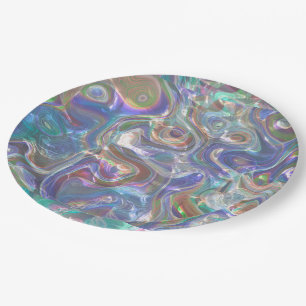 Plato De Papel Cute Greeneration Blue Abstract Marble Pattern
