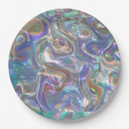 Plato De Papel Cute Greeneration Blue Abstract Marble Pattern
