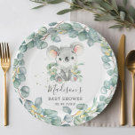 Plato De Papel Cute Greenery Koala Baby Boy Shower Cumpleaños<br><div class="desc">Complete su celebración con estos platos de papel coordinadores,  que incluyen un lindo koala de bebé y un follaje rústico de color agua con eucalipto. ¡Artículos coincidentes disponibles en la tienda! (c) El estudio Happy Cat Studio.</div>