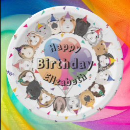Plato De Papel Cute Guinea Cerdos y globos Placa de papel de cump