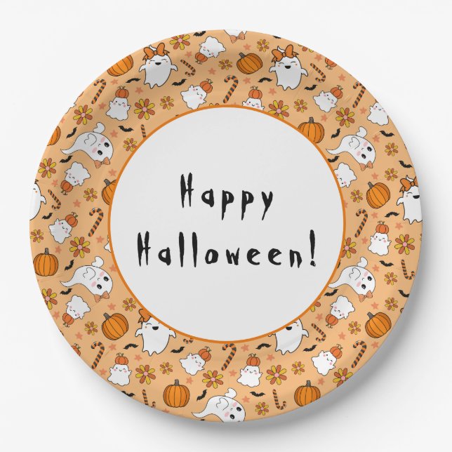 Plato De Papel Cute Halloween (Anverso)