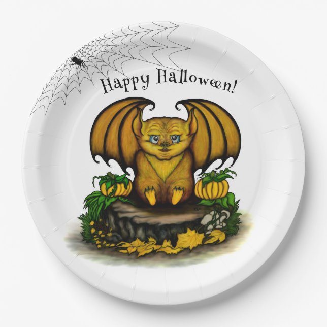 Plato De Papel Cute Halloween Bat (Anverso)