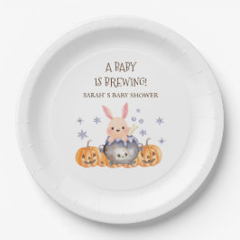 Plato De Papel Cute Halloween Bunny Pumpkin Baby Shower