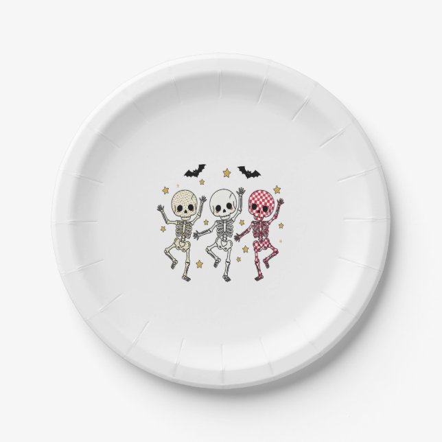 Plato De Papel Cute Halloween Dancing Skeletons (Anverso)