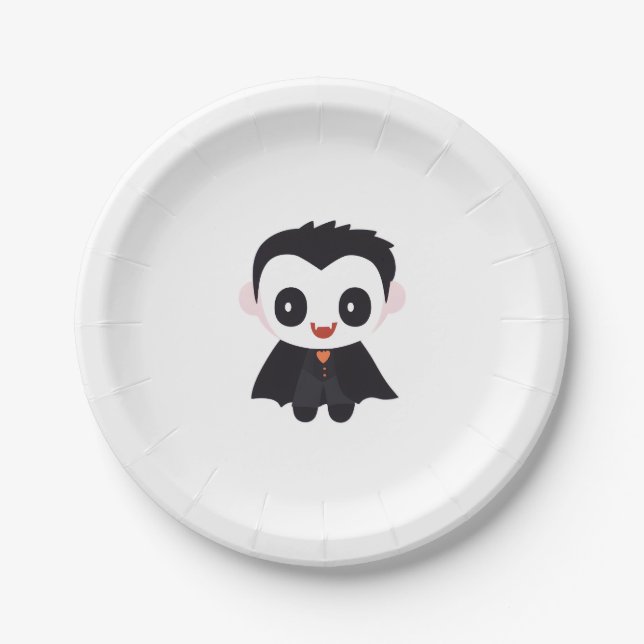 Plato De Papel Cute Halloween Placas de papel de vampiros (Anverso)