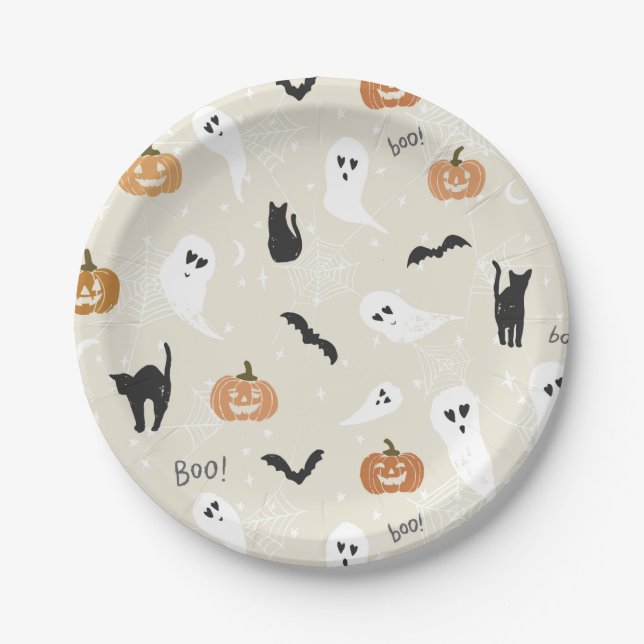 Plato De Papel Cute Halloween Placas Niños Suministros Fiestas (Anverso)